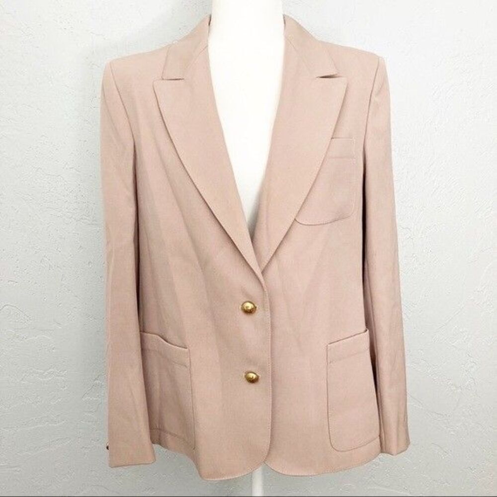 Jaeger wool long boxy blazer size 14 tan